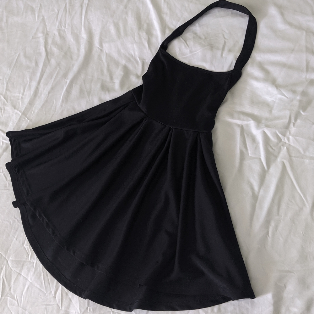 Casual Black Apron Style Dress